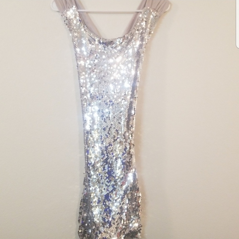Silver sequin dress
